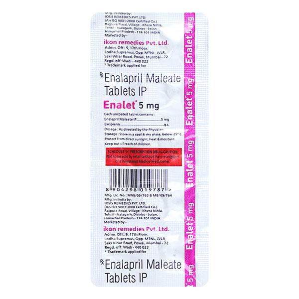 ENALET 5mg Tablet 10's - Hypertension-ACE