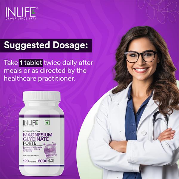INLIFE Magnesium Glycinate Forte 2000 mg Tablet 120's - Calcium And Minerals