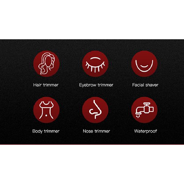 VGR V725 4in1 Women Grooming Kit for Face Legs Underarms Bikini Eyebrow Ear and Nose Trimmer 1s 1's - Hair Removal Accessories