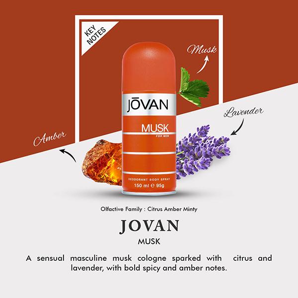 Jovan Musk Deodorant Body Spray 150ml each 2's - Men Deodorants/Roll-Ons