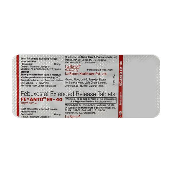 Fexanto ER 40mg Tablet 10'S - Gout