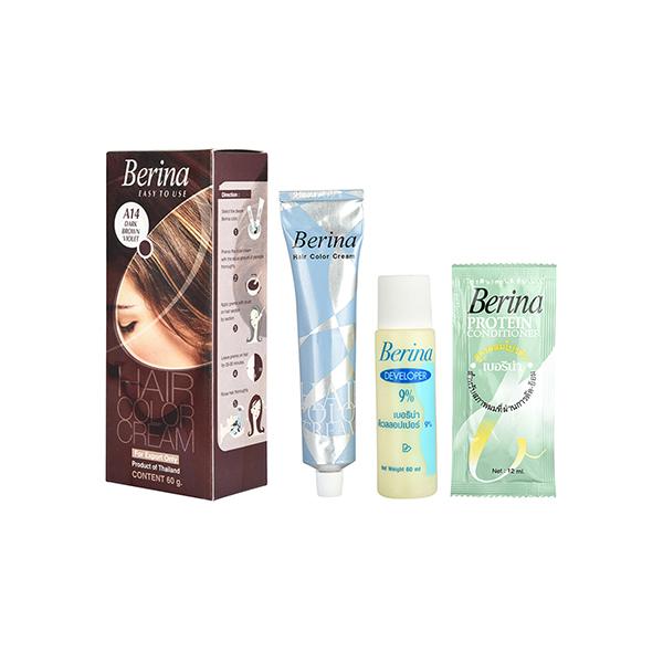 Berina A14 Dark Brown Violet Hair Color Cream 60 gm - Crème