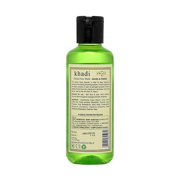 Khadi Swati Herbal Facewash - Neem & Lemon 210 ml - Face Wash & Cleansers