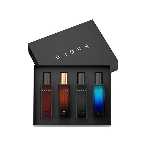 Djokr Perfume Gift Set for Men - Eau De Parfum Signature Oud Wood, Marine (4x20 ml) 4's - Men Perfumes (Edt/Edp)