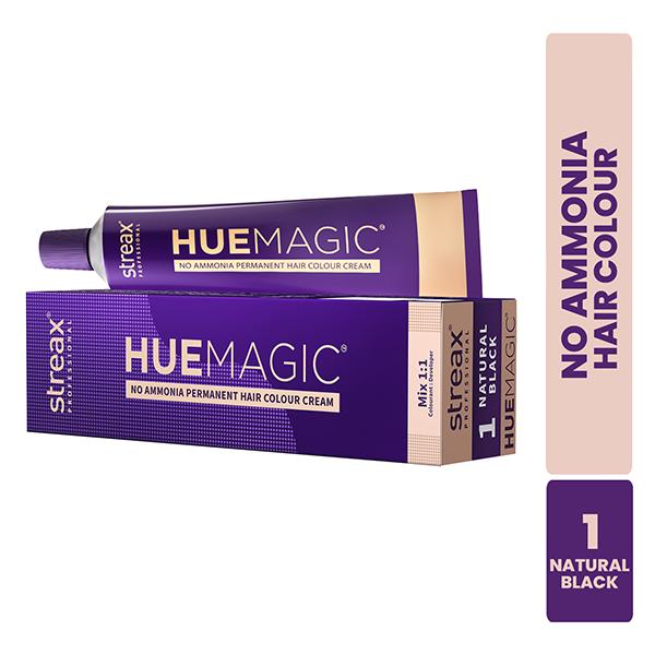 Netmeds | Streax Professional HueMagic Permanent Hair Colour - Natural Black 1, No Ammonia 90 gm