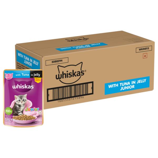 Netmeds | Whiskas Junior Tuna in jelly Pack of 80 g x 56