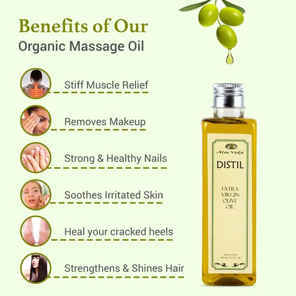 Aloe Veda Distil Extra Virgin Olive Oil 200 ml - Massage Oils