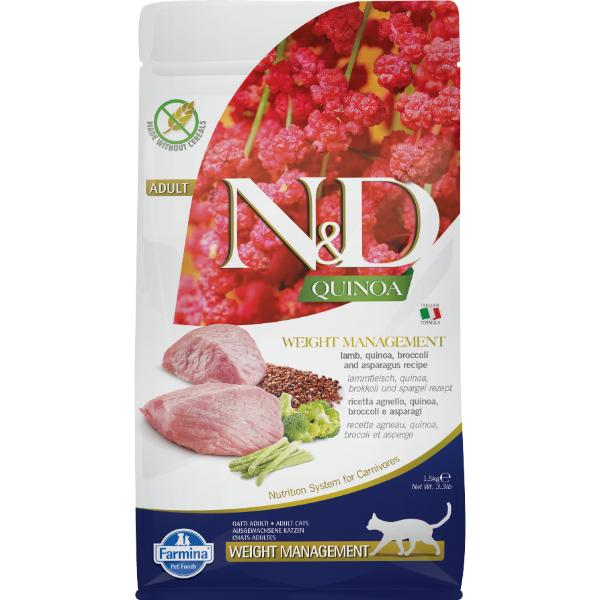 Netmeds | Farmina N&D Quinoa Weight Management Cat Food - Lamb , Broccoli & Asparagus (Adult) 1.5 kg