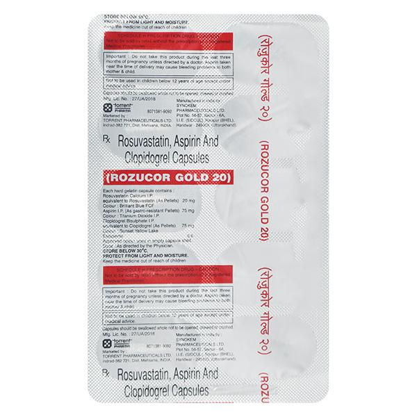 Rozucor Gold 20mg Capsule 10'S - High Cholesterol-Dys