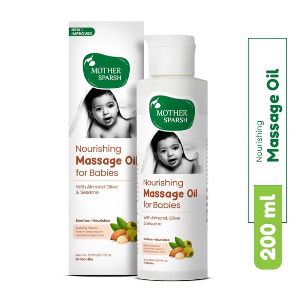 Netmeds | Mother Sparsh Nourishing Massage Oil for Babies With Almond-Olive and Sesame 200 ml