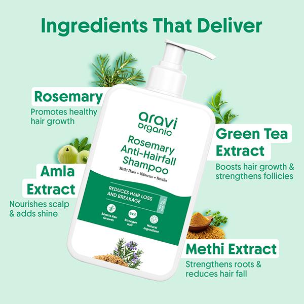 Aravi Organic Rosemary Hair Growth Shampoo For Healthy Hair and Nourish Your Scalp 200 ml - Shampoos