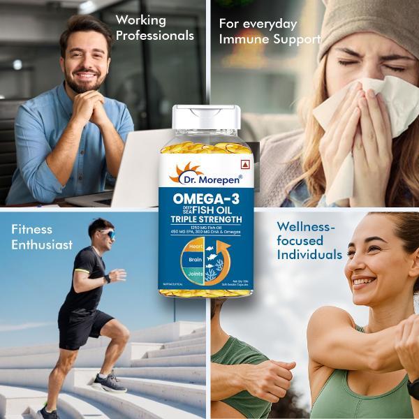 Dr. Morepen Omega 3 Deep Sea Fish Oil Triple Strength Capsule 60's - Omega Fish Oil Fatty Acids