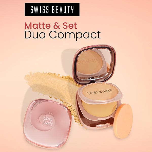 Swiss Beauty Matte & Set Duo Compact-Beige 10 gm - Compact Powder