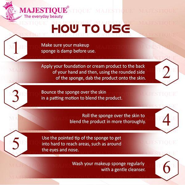Majestique 3 Blender Box Blending Sponge Makeup Cosmetic Sponge For Dry and Wet Use 3's - Sponges & Applicators