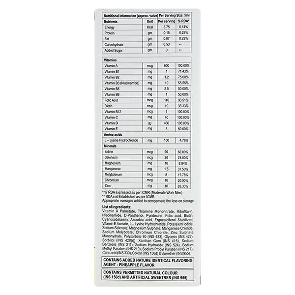 RENERVE TOTAL SUGAR FREE PINEAPPLE FLAVOUR Syrup 200ml - Supplements-Sup