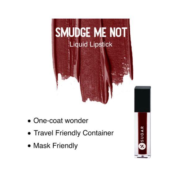 Sugar Cosmetics Smudge Me Not Liquid Mini Lipstick 01 Brazen Raisin 1.1 ml - Liquid Lipsticks