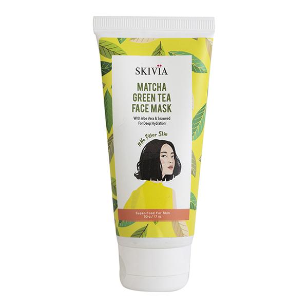 Skivia Matcha Green Tea Face Mask With Aloe Vera & Seaweed -For All Skin Types Unisex 50 gm - Masks & Peels
