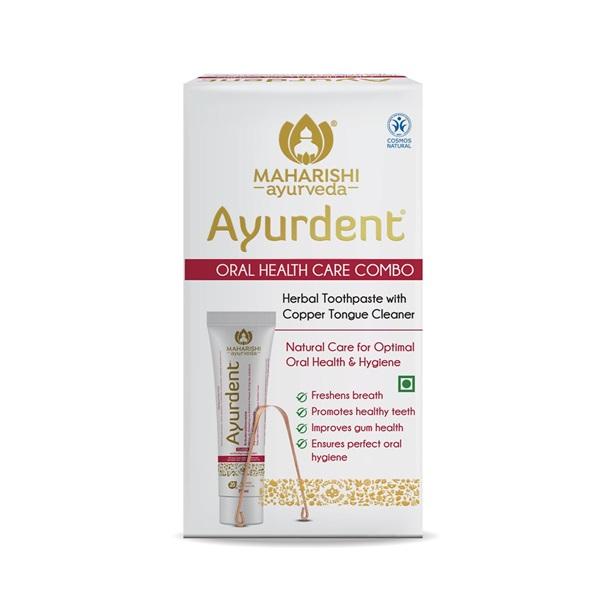 Maharishi Ayurveda Ayurdent Herbal Toothpaste 75 ml & Copper Tongue Cleaner Combo Pack