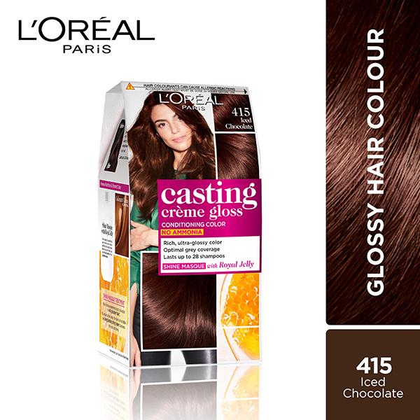 L'Oreal Paris Casting Creme Gloss Hair Color, 415 Iced Chocolate 159.5 Gm - Crème