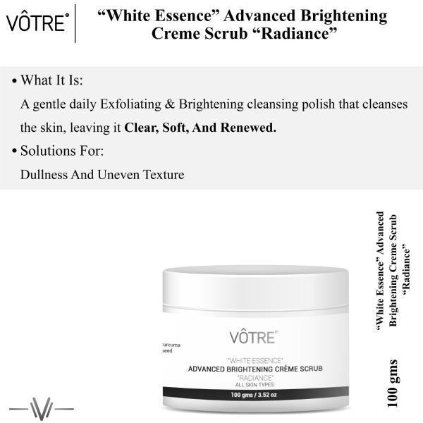 Votre White Essence Advance Brightening Creme Scrub 100 gm - Scrubs & Exfoliants