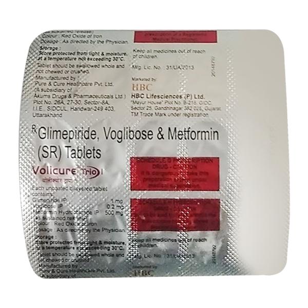 VOLICURE TRIO 1mg Tablet 15's - Diabetes-Ant