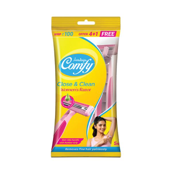 Netmeds | Amrutanjan Comfy Close & Clean Women's Razor (Pack 4 + 1 Free) 5's