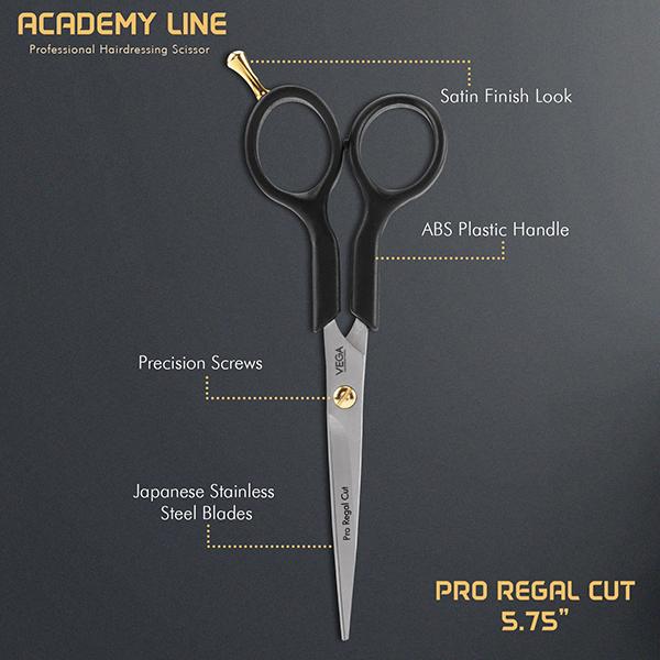 Vega Professional Pro Regal Cut 5.75' Academy Line Hairdressing Scissor (VPVSC-29) 1's - Grooming Kits