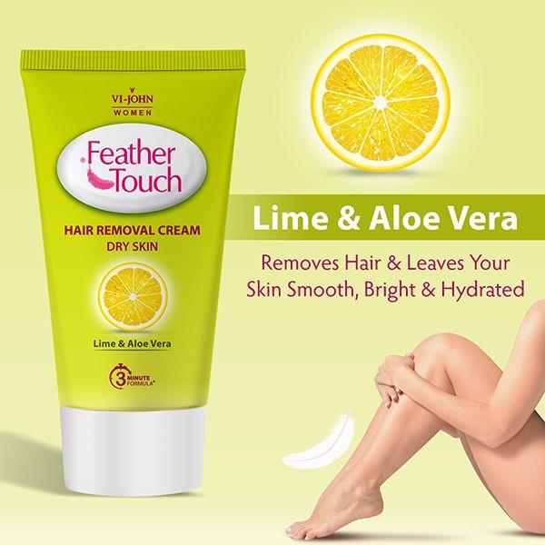 VI-John Feather Touch Hair Removal Cream Lime & Aloe Vera Tube for Dry Skin 40 gm - Shaving Creams