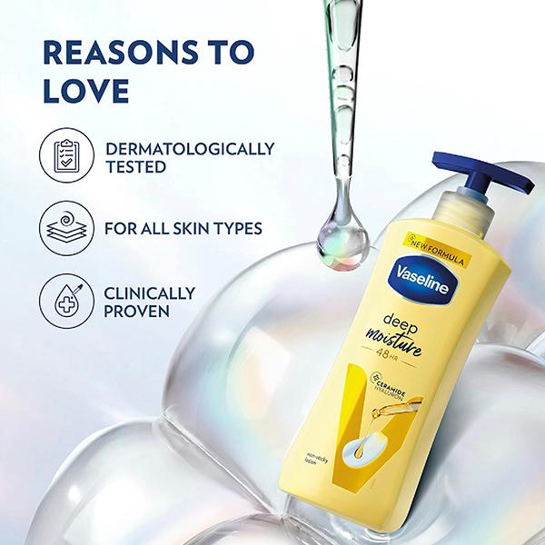 Vaseline Deep Moisture Body Lotion for Cushion Soft Skin With Ceramides Hyaluron 600 ml - Lotions & Creams