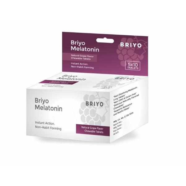 Netmeds | Briyo Melatonin Chewable Tablets - Natural Grape Flavour 50's