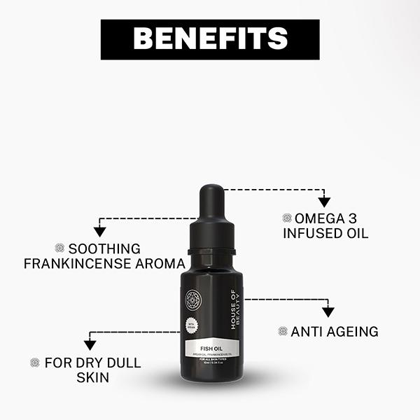House of Beauty Super Boost Fishy Oil-Dry & Mature Skin For Hydration & Glow with Omega-3 10ml - Face Oils