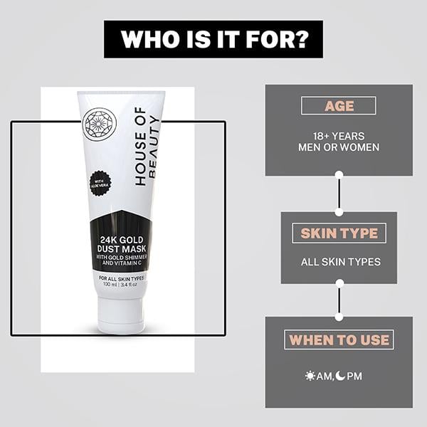 House of Beauty 24K Real Gold Dust Face Mask-Bridal Party Instant Glow with Niacin& Vit-C 100ml - Face Mask