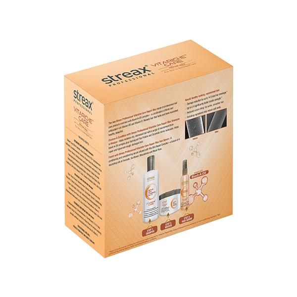 Streax Professional Vitariche Repair Max Post Care Combo Kit ( Shampoo + Masque + Serum) 600 ml - Hair Sets & Kits