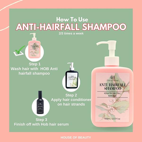 House of Beauty Anti-Hair Fall Shampoo For Regrowth, Follicles Strengthening with Biotin 400ml - Shampoos
