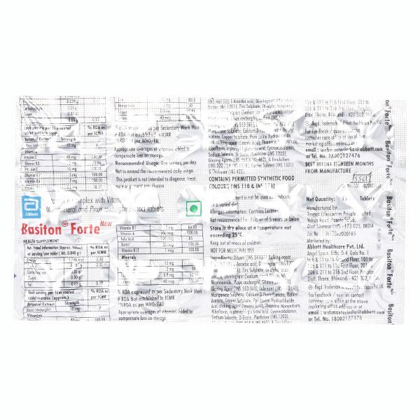 Basiton Forte New Tablet 15'S - Supplements-Vam