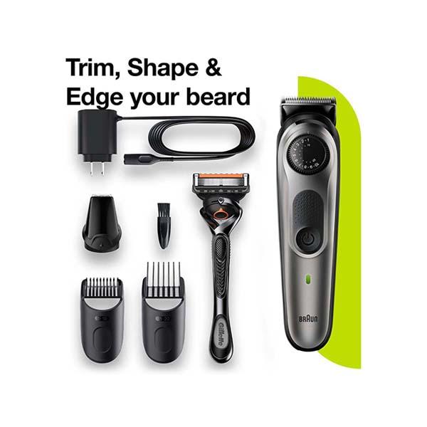 Braun Beard Trimmer 5, BT5360, Beard Trimmer for Men from Gillette, Hair Clipper, Lifetime Sharp Blades, 39 Length Settings Space Grey 450 gm - Trimmers