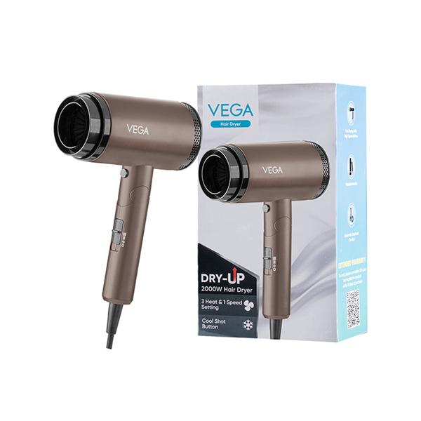 Netmeds | Vega Dry-Up 2000W Hair Dryer For Men & Women With 3 Heat/1 Speed Setting & Cool Shot Button, (Vhdh-36)
