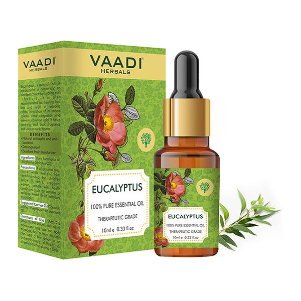 Vaadi Herbals Eucalyptus Essential Oil - Prevents Hairfall, Acne, Soothing & Cool Fragrance - 100% Pure Therapeutic Grade 10 ml - Essential Oils
