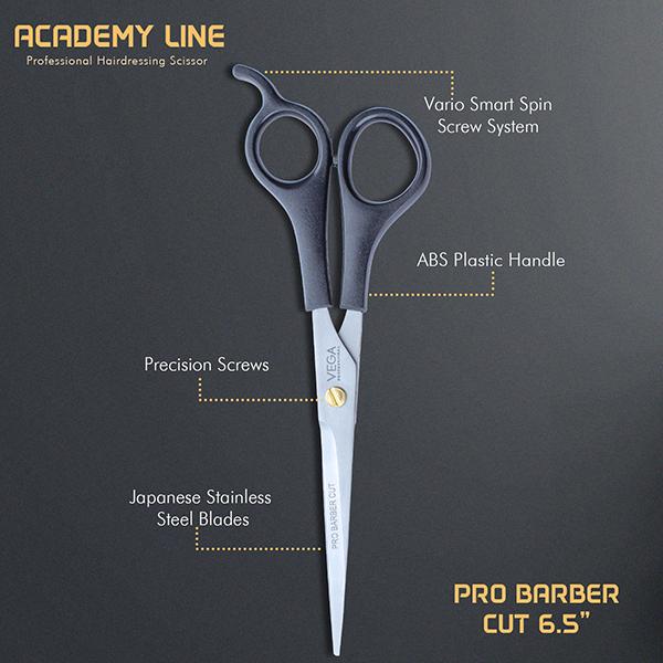 Vega Professional Pro Barber Cut 6.5' Academy Line Hairdressing Scissor (VPVSC-32) 1's - Grooming Kits