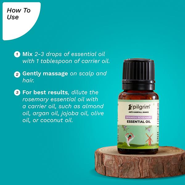 Pilgrim Spanish Rosemary Essential Oil for Hair Growth, Hair Fall Control & Hair Strengthening 10 ml - Hair Oils