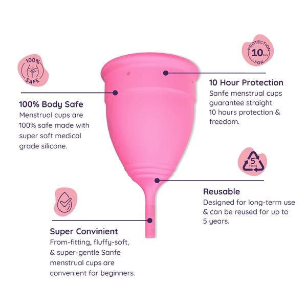Sanfe Reusable Menstrual Cup - Large 2's - Menstrual Cups