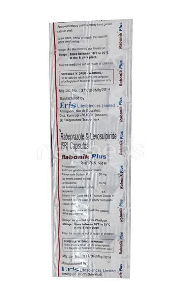 Rabonik Plus 20mg Capsule 10'S - Ulcer/Reflux/Flatulence-Aaa