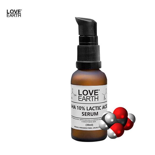 Love Earth AHA 10% Lactic Acid Serum With Organic Carrot Root & Hyaluronic Acid 30 ml - Face Moisturizers