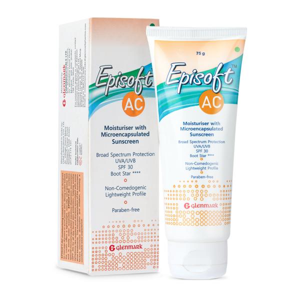 Netmeds | Episoft AC Moisturiser with Microencapsulated Sunscreen UVA/UVB SPF 30 75gm