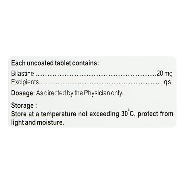 BILASTERO 20mg Tablet 10's - Allergies-Ant