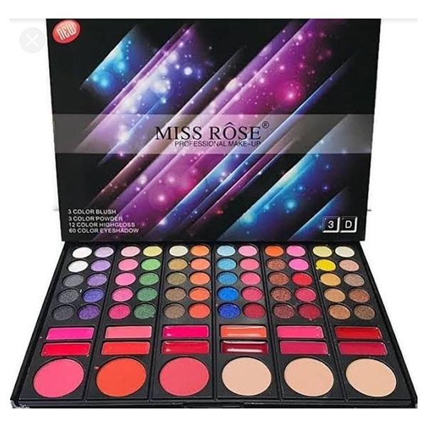 Miss Rose All in one Make - Up Kit with 60 Eyeshadows 12 Lipsticks3 Blushers and 3 Compacts 7001 - 015Y 20 gm - Compact Powder