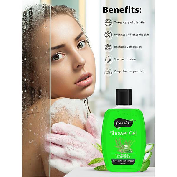 Freeskin Tea Tree & Aloe Vera Shower Gel 400 ml - Shower Gels & Body Wash