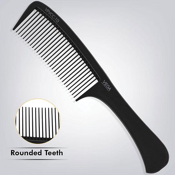 Vega Professional Handle Comb (Carbon Anti-Static Black Line Hair Comb) (VPVCC-10) 1's - Hair Combs