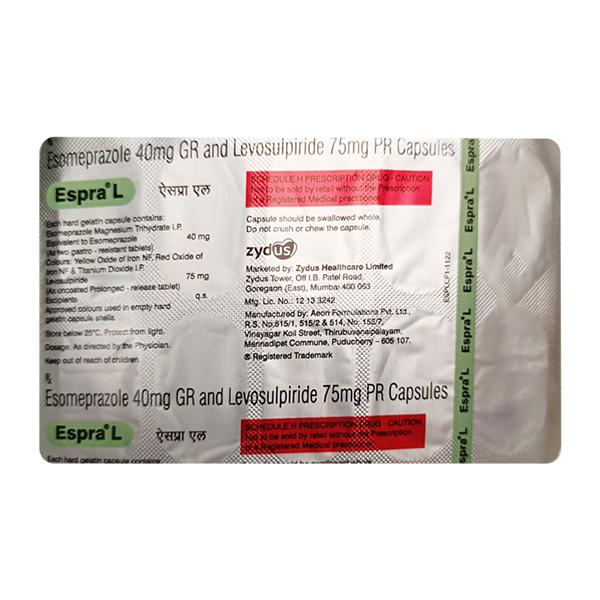 ESPRA L Capsule 10's - Ulcer/Reflux/Flatulence-Aaa