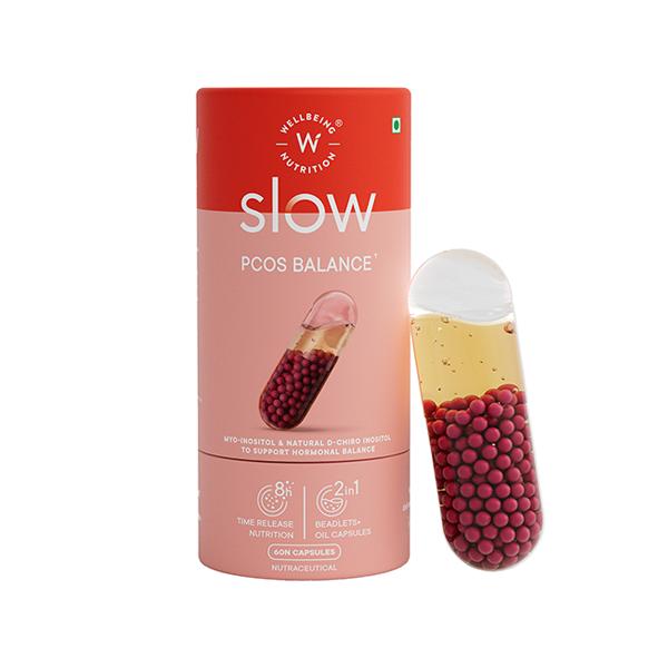 Netmeds | Wellbeing Nutrition Slow PCOS Supplement Veg Capsules for Women Caronositol, Weight Management 1's
